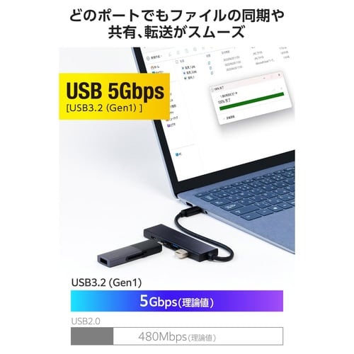 Type−Cハブ 4ポート 5Gbps ブラック