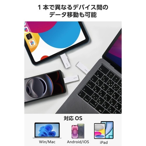 USBメモリ 64GB USB3.2 スライド 白