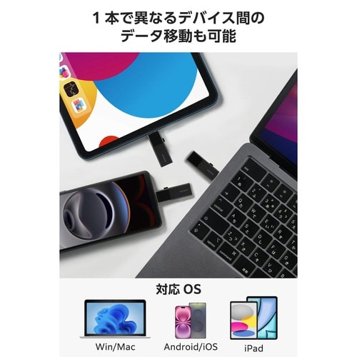 USBメモリ128GB USB3.2 スライド 黒