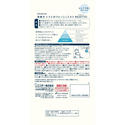 消臭力トイレミストRESETTO本体サボン