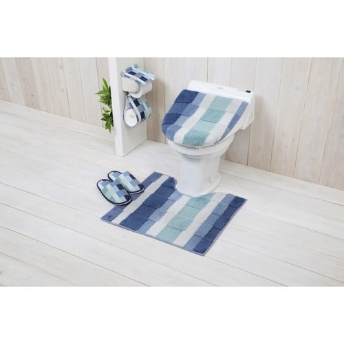 トイレマットモザイク約55×60cmブルー×2