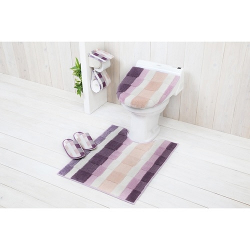 トイレマット胴長トイレマットモザイクピンク×2