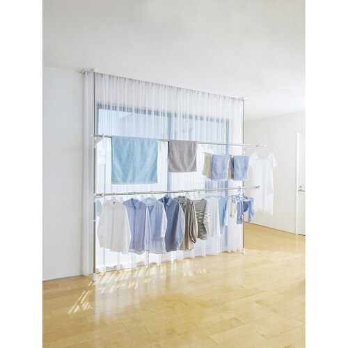 室内物干し 竿受け PORISH 突っ張り式 2段