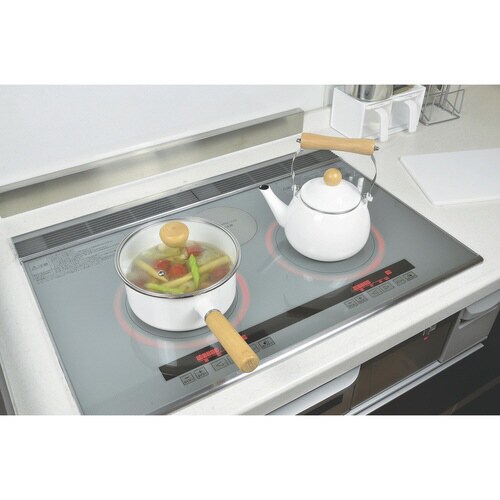 片手鍋 18cm IH対応 ホーロー ホワイト×2