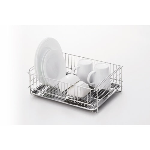 水切りラック どこでも置けるトレー付き×2