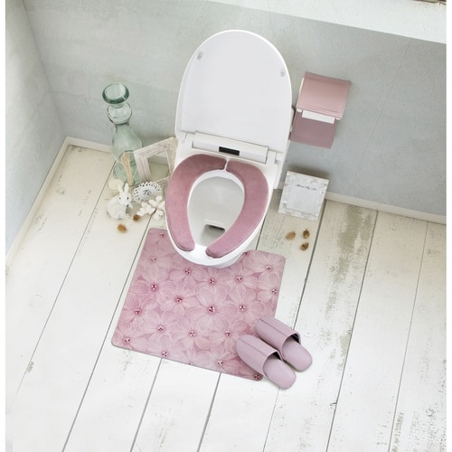 PVCトイレマット55×60cm拭けるピンク×2