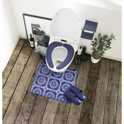 PVCトイレマット 55×60cm ネイビー×2