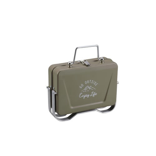 アウトドア コンロ 卓上グリル V型 カーキ