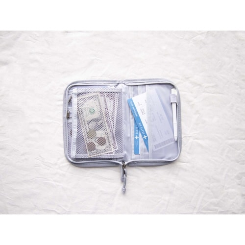 パスポートケース チケットケース グレー