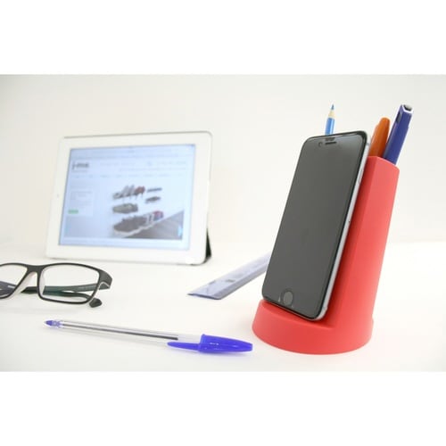 スマホスタンド ペン立て lean レッド