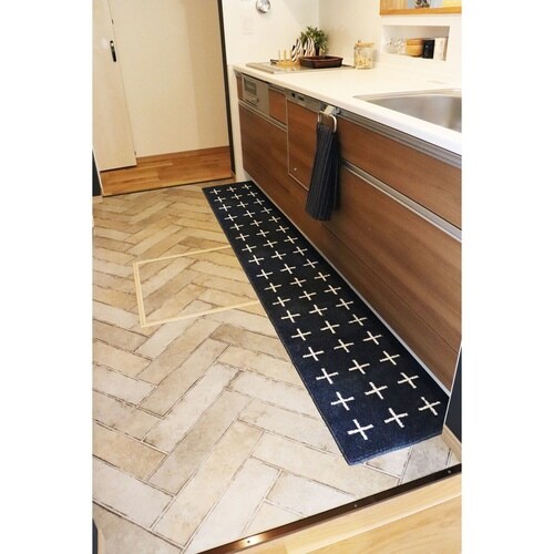 キッチンマット 北欧 シンプル ネイビー