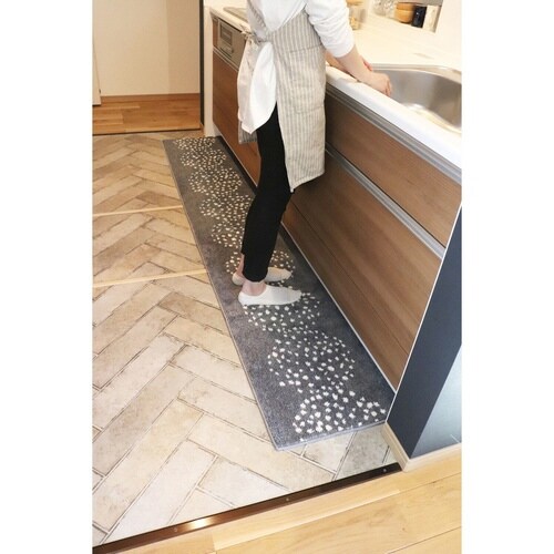 キッチンマット 北欧 シンプル 252cm グレー