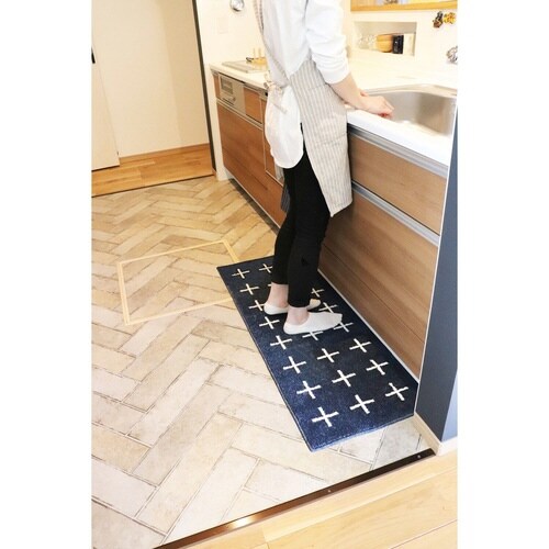 キッチンマット 北欧 シンプル ネイビー×2