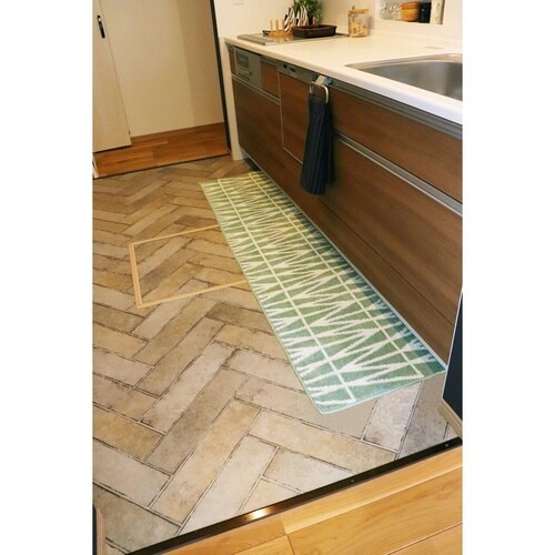 キッチンマット 北欧 シンプル グリーン×2