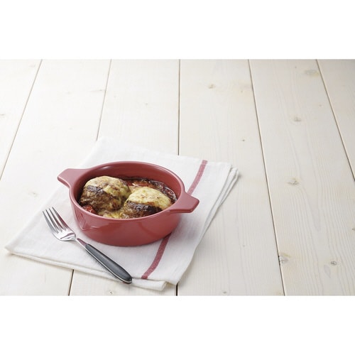 電子レンジ調理器 15cm 浅型 レッド