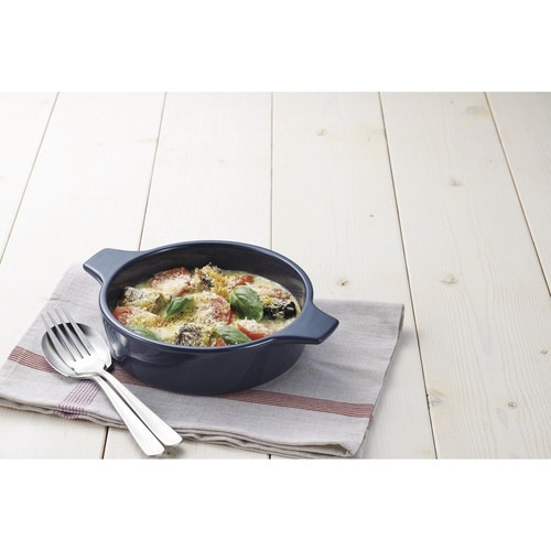 電子レンジ調理器 15cm 浅型 ネイビー×2