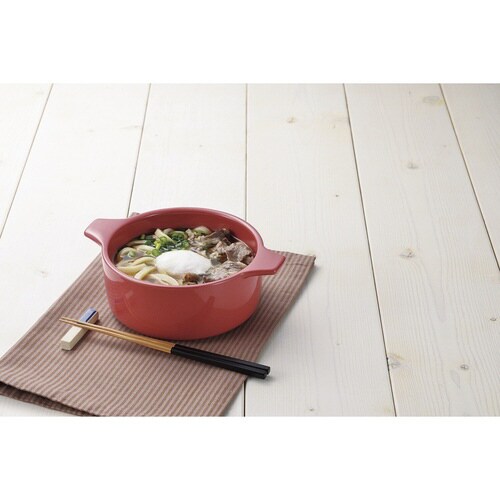 電子レンジ調理器 15cm 深型 レッド×2