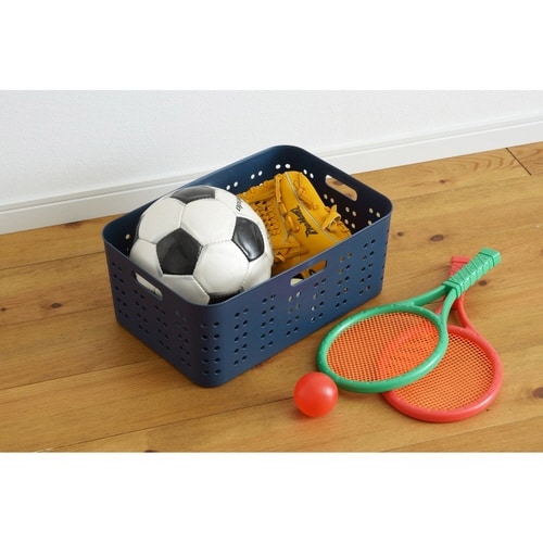 洗濯かご ランドリーボックス ディープブルー×2