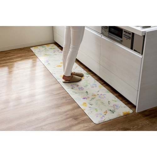 キッチンマット拭けるPVCフィオレアイボリー×2