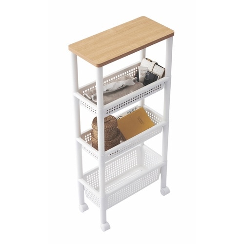 ウッドトップワゴン スリム4段