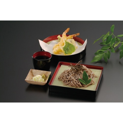 そば皿 19cm 角皿 黒内朱 プラスチック