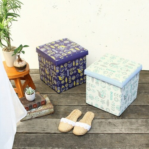 収納ボックススツール ヒュッゲ ネイビー×2