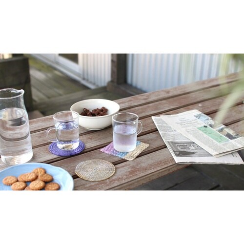 コースター 10cm ビーズコースター ネイビー