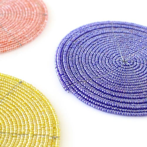 コースター 10cm ビーズコースター ネイビー
