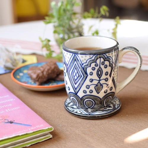 コースター 8.5cm プリヤ グレイフラワー