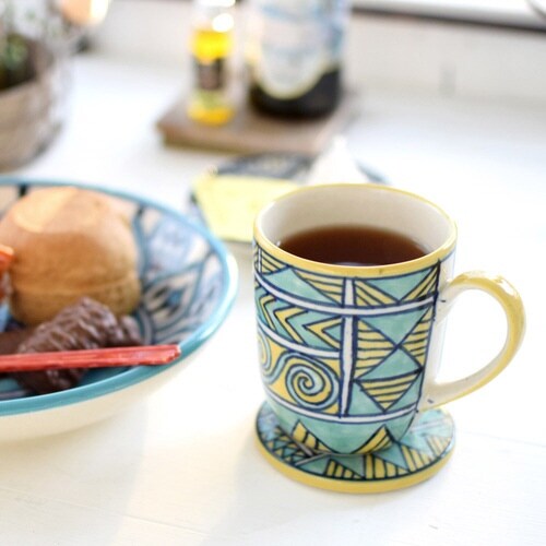 マグカップ 300ml プリヤ イエロータイル×2