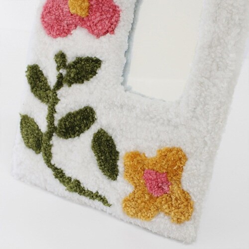 タフティングミラー 花柄 20×25cm