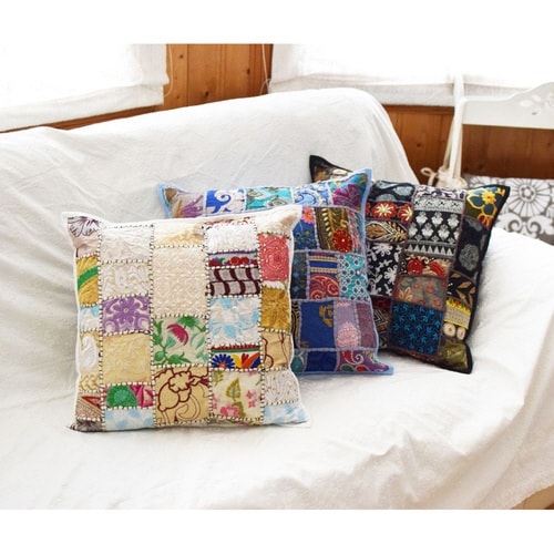 クッションカバー カンバディアパッチ ベージュ