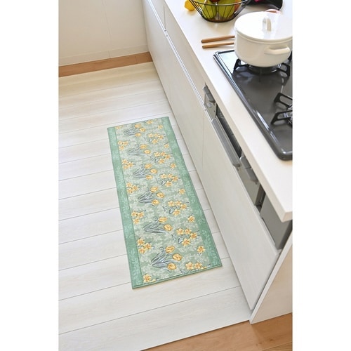 キッチンマット 花柄 グリーン