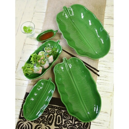 トレー 25cm バナナリーフ グリーン×2