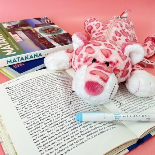 筆箱フィギュアポーチNICIレオパードピンク×2