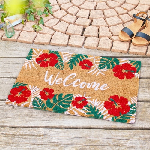 玄関マット 屋外兼用 コイヤー ハイビスカス