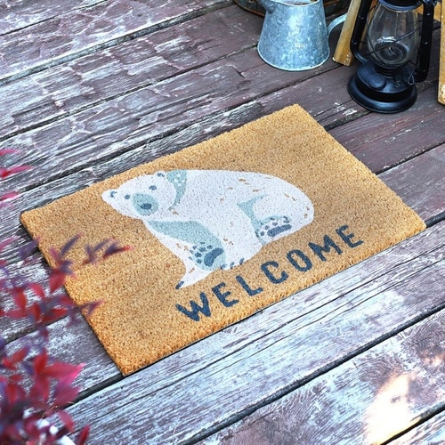 玄関マット 屋外兼用 コイヤー シロクマ×2