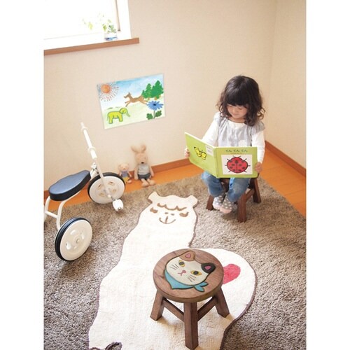 スツール スカーフねこ 木製 天然木 ミケネコ