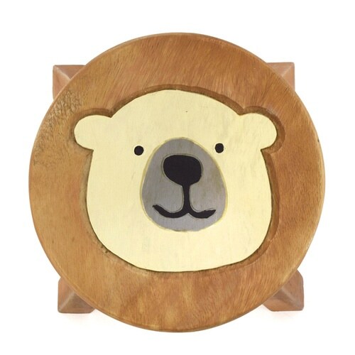 スツール シロクマ 木製 天然木 丸椅子