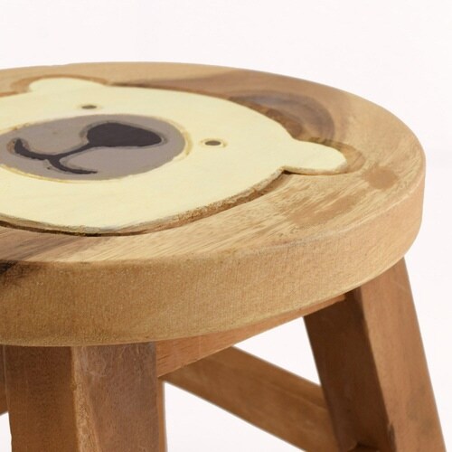 スツール シロクマ 木製 天然木 丸椅子