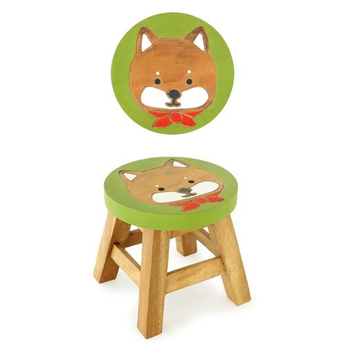 スツール 柴犬 木製 天然木 丸椅子