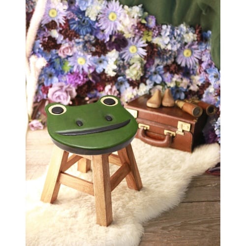 スツール カエル 木製 天然木 丸椅子