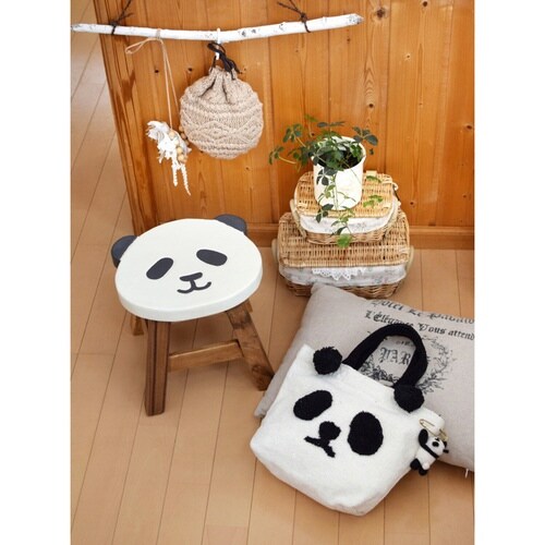 スツール パンダ 木製 天然木 丸椅子