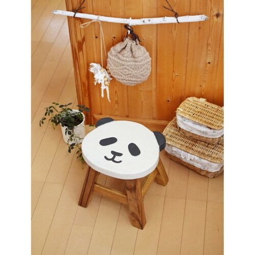 スツール パンダ 木製 天然木 丸椅子