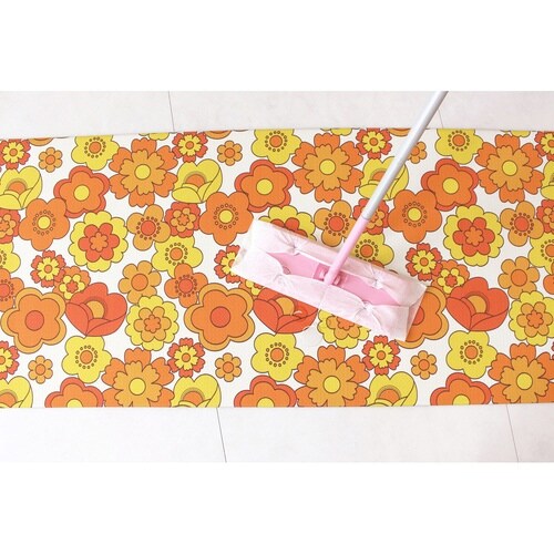 キッチンマットレトロ花柄ルアンスオレンジ×2