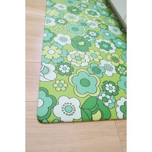 キッチンマット レトロ 花柄 ルアンス グリーン