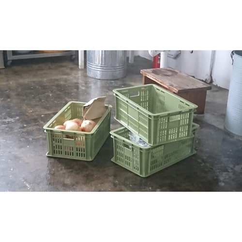 収納ボックスBASKETワークインMグリーン×2
