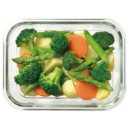 電子レンジ調理器 耐熱ガラス角型容器セット M×2