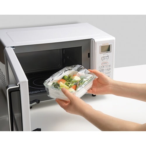 電子レンジ調理器 耐熱ガラス角型容器セット M×2