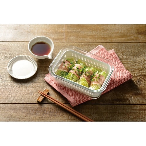 電子レンジ調理器 耐熱ガラス角型容器セット L×2